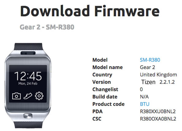 三星GEAR2 R380XXU0BNL2 SM-R380在英国固件更新了