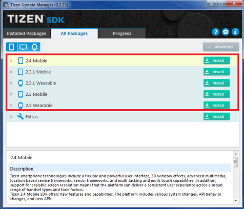 Tizen 2.4安装升级